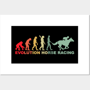 Evolution Horse Racing Retro Equestrian Derby Suit Tee, Kentucky Men Women Jockey Silhouette Design Posters and Art